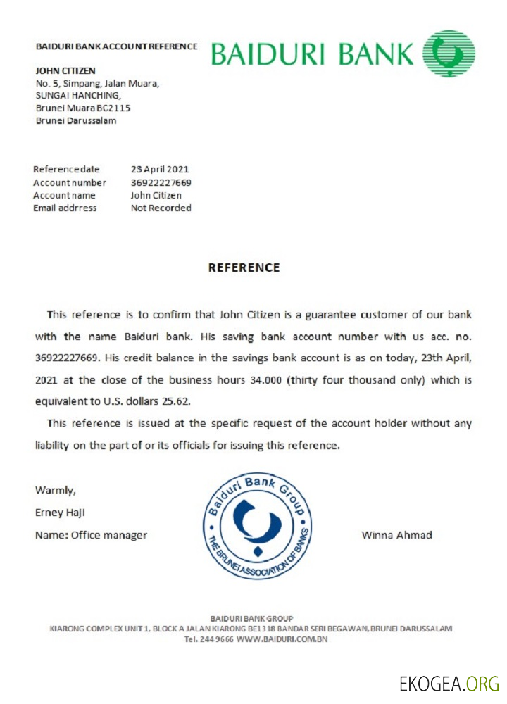 Brunei , Baiduri bank , reference